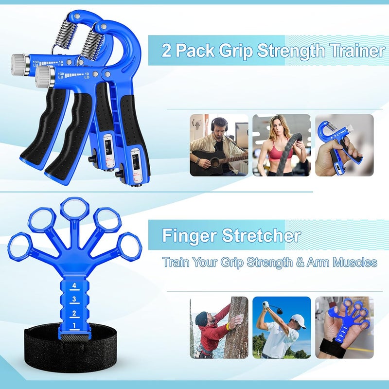 ACOTANT Grip Strength Trainer(5 Pack) with Finger Exerciser, Hand Grip Strengthener, Finger Stretcher,Grip Ring & Stress Relief Ball for Muscle Building and Injury Recover with Carry Bag - Image 5